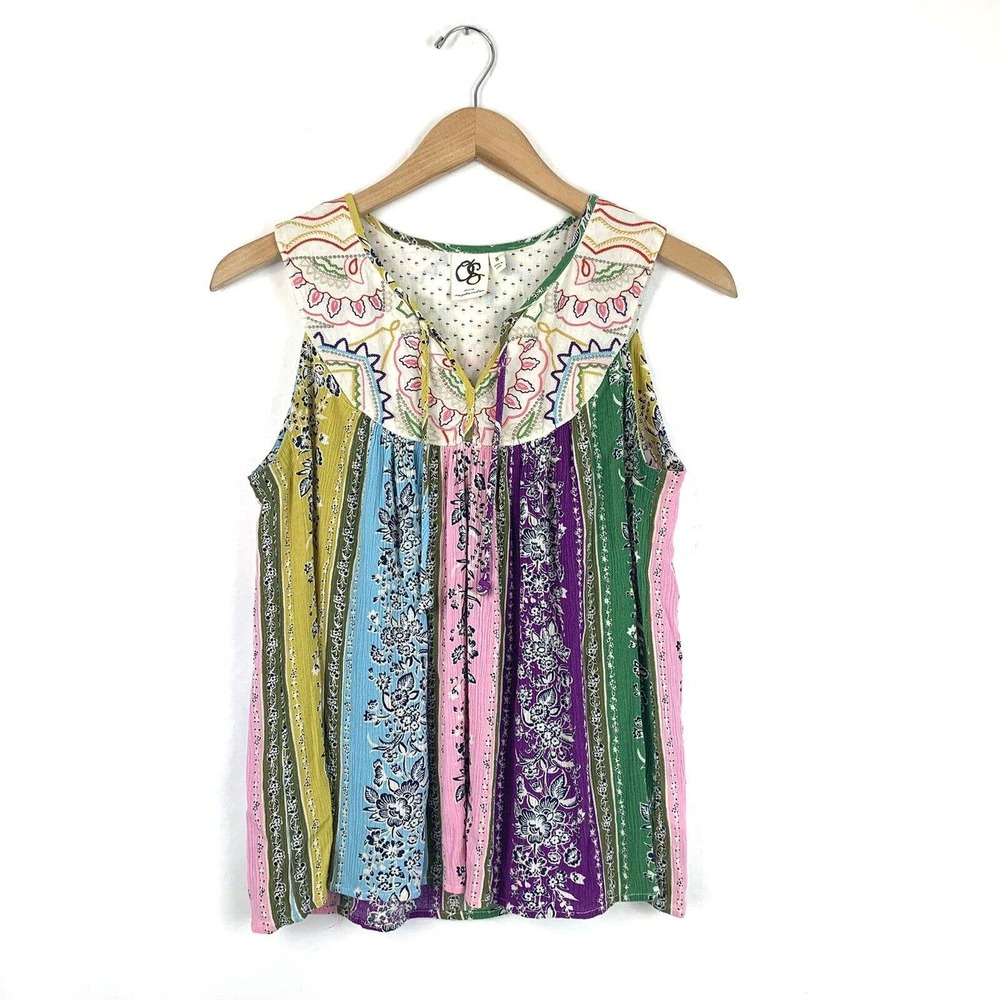one september embroidered sleeveless floral blouse small